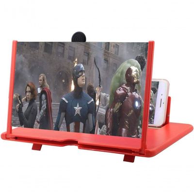 Lupa De Tela De 12 Polegadas, 3d Hd Para Celular, Ampliar Vermelho