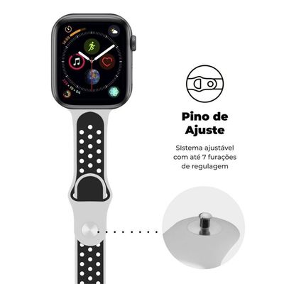 Pulseira Para Apple Watch 42 / 44 / 45Mm Armor Running - Branco E Preto - Gshield