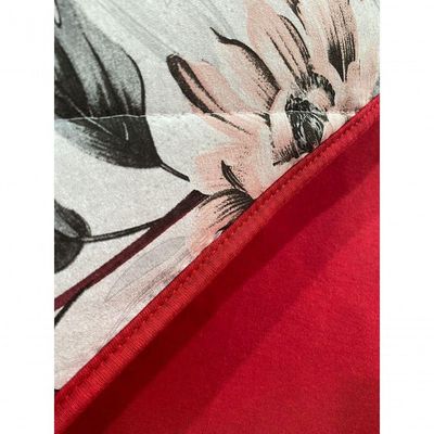 Kit Cobre Leito Queen 3 Pçs Em Malha Floral Vermelho