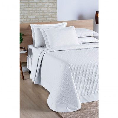 Cobre Leito Madri Percal 200 Fios 100% Algodão Queen 03 Peças - Branco