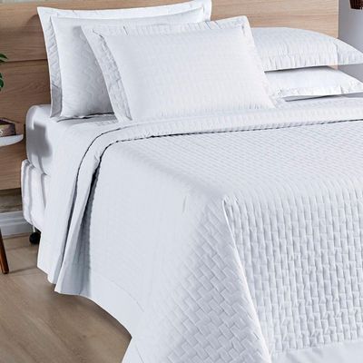 Cobre Leito Madri Percal 200 Fios 100% Algodão Queen 03 Peças - Branco