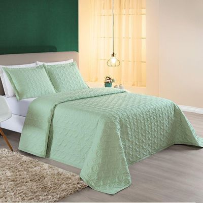 Cobre Leito Casal Florency Micropercal 200 Fios 3 Pçs Verde