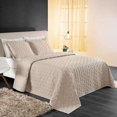 Cobre Leito Casal Florency Micropercal 200 Fios 3 Pçs Caqui