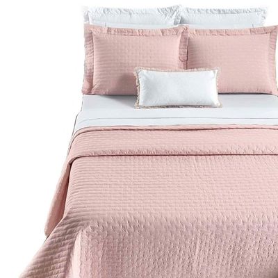 Kit Cobre Leito Colcha Quality Queen 3 Peças Percale 200 Fios Bordado - Rosa