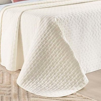 Kit Cobre Leito Colcha Quality Queen 3 Peças Percale 200 Fios Bordado - Palha
