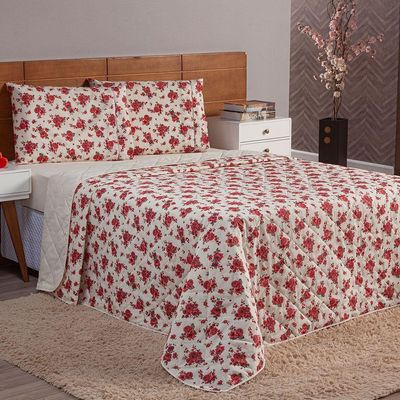 Cobre Leito Queen 1 Peça Esmeralda 100% Algodão Percal 150 Fios Cor:vermelho