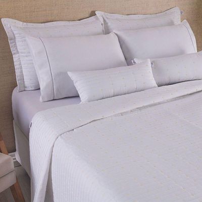 Kit Cobre Leito King 7 Peças Bordado Urbany 100% Poliéster Hipercal 400 Fios Cor:branco