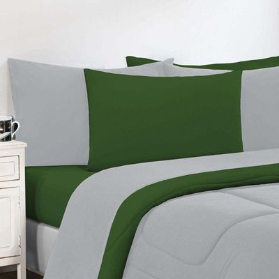 Kit Edredom Malha 100% Algodão Gran Moratta 3 Peças Queen - Cinza-verde Bandeira
