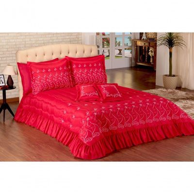 Cobreleito Alice 07 Pçs Queen Vermelho