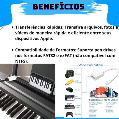 Kit 10 Cabos Otgs Usb Compatível Com Ios E Smartphone Pendrive Teclado Tipo C