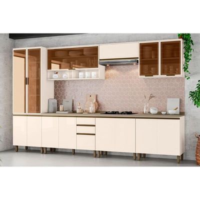 Cozinha Completa 10 Peças Connect 3 Aéreos 3 Balcões 1 Paneleiro 3 Complementos C6p10 Duna Cristal