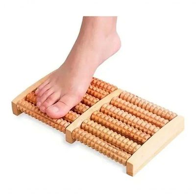 Massageador De Madeira Para Os Pés Grande Com 6 Rolos Levemente Curvado .