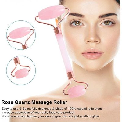 Rolo Massageador Facial Pedra Quartzo Anti Estresse E Anti Rugas Massoterapia Rolo Rosa