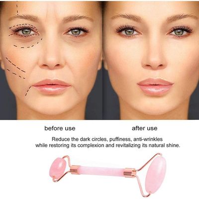 Rolo De Quartzo Rosa, Massageador Facial Com Rolo De Quartzo Rosa Jade Natural Massagem