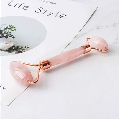 Rolo De Quartzo Rosa, Massageador Facial Com Rolo De Quartzo Rosa Jade Natural Massagem