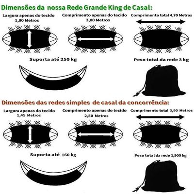Rede Grande De Dormir Para Casal King Reforçada cru