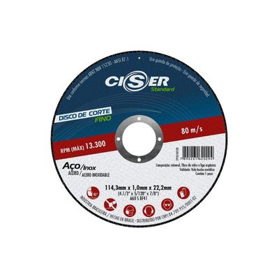 25 Discos Corte Std Aço/inox 115x1,0x22mm - Ciser