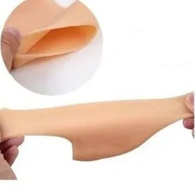 Par Meia Silicone Anti Rachadura Calcanhar Hidratante Bege