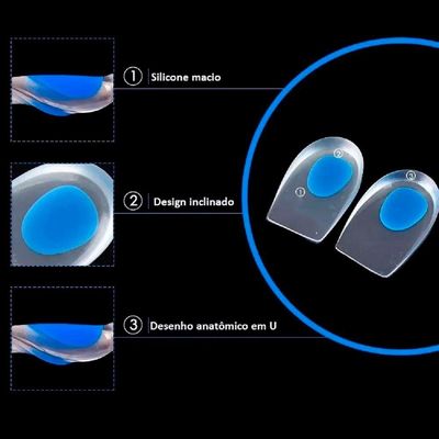 Palmilha Silicone Gel Sml Ortopédica Calcanhar Calcanheira Branco