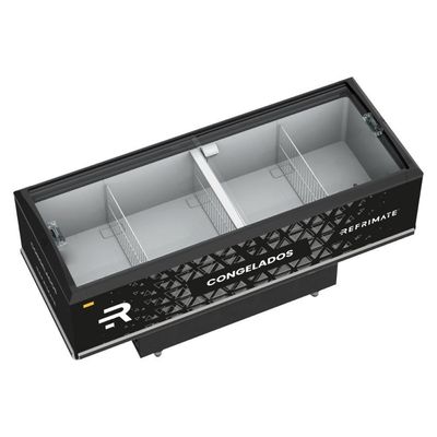 Expositor Ilha Vanguard Top De Congelados E Resfriados Vidro Semicurvo 2,00m Eivt Refrimate 220v