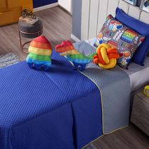 Cobre Leito Pop It Azul Dupla Face Almofadas Solteiro 6 Peça