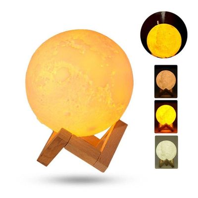 Umidificador De Ar 3D Lua Lâmpada Difusor De Luz Aroma Óleo Essencial Usb