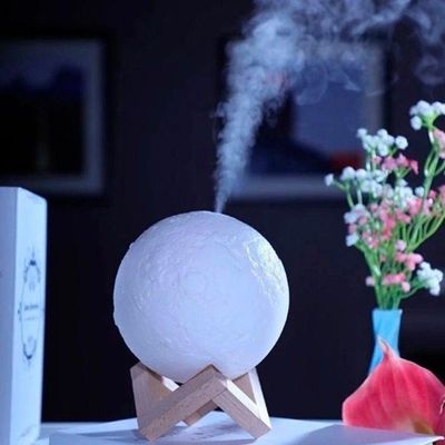 Lua Lâmpada Luz Aroma Essencial Ultra-Fresco Mist Umidificador Purificador De Ar Luz Noite