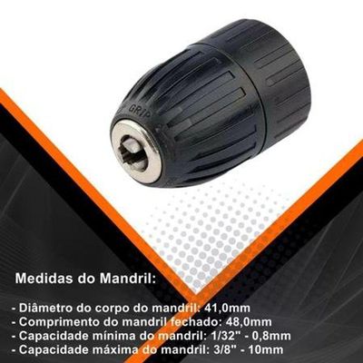 Mandril De Aperto Rápido 10mm 3-8" Pol - Fertak