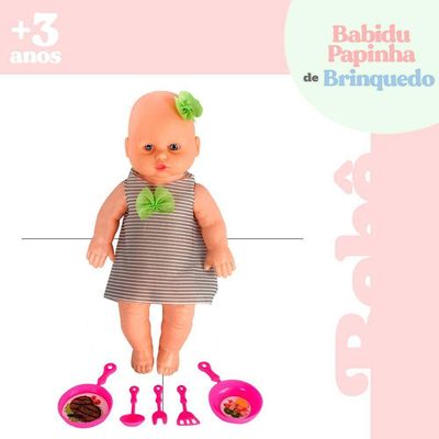 Boneca Babidu Papinha Com Acessórios De Cozinha