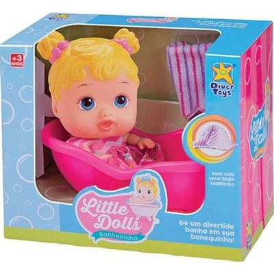 Boneca Little Dolls Com Banheirinha - Divertoys - Loira