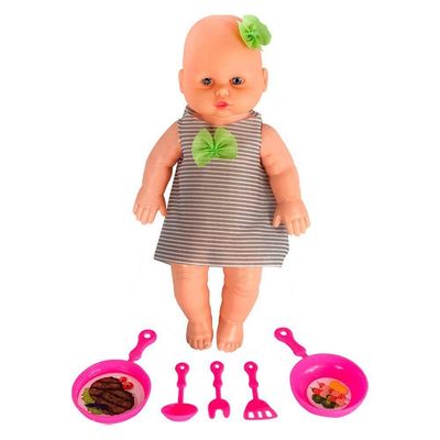 Boneca Babidu Papinha Com Acessórios De Cozinha