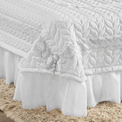 Kit Colcha Madalene Queen 200 Fios 5 Peças - Branco