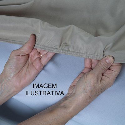 Lençol Unique Avulso De Baixo Casal Padrão Com Elástico Micro Percal 400 Fios - Avelã