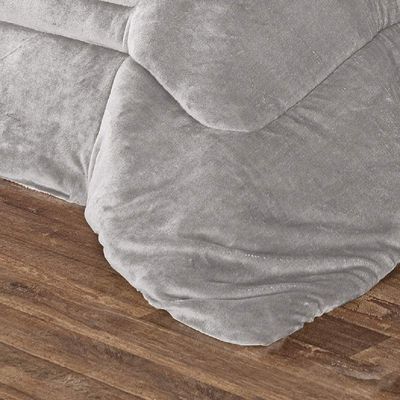 Coberdrom Queen Noruega Sherpa + Manta Flannel 1Pç - Cinza
