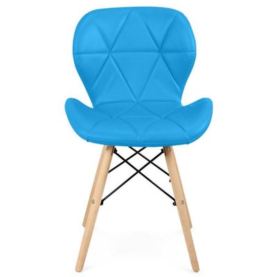 Kit 06 Cadeiras Charles Eames Eiffel Slim Wood Estofada - Azul