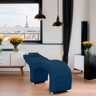 Maca Estofada Capitone Julia Para Estetica Facial Sombrancelha E Cilios Suede Cor Azul Marinho