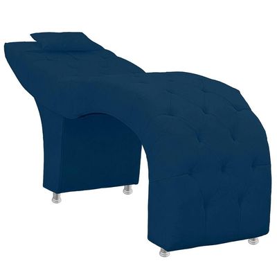 Maca Estofada Capitone Julia Para Estetica Facial Sombrancelha E Cilios Suede Cor Azul Marinho