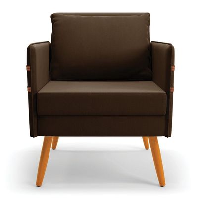 Kit 01 Namoradeira E 02 Poltronas Suede Marrom Castanho