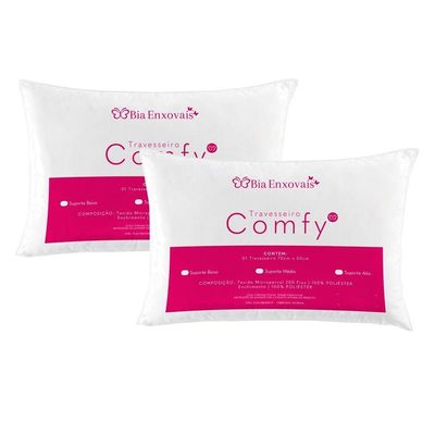 Kit Travesseiros Comfy Suporte Baixo Fibra Siliconizada 450 Gramas 70cm X 50cm - 2 Unidades