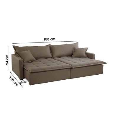 Sofá Cama Flora 02 Módulos De 90cm Br 15cm Meu Sofá Online B016 Veludo Marrom