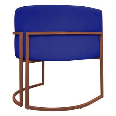 Kit 2 Poltronas Recepção Luna Base De Ferro Bronze - Azul-royal Corino