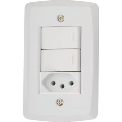 Conjunto 4X2 2 Interruptores Simples E 1 Tomada Lux2 Branco