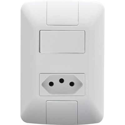 1 Interruptor Simples 6 A 250v e 1 Tomada A 250v Aria Branco