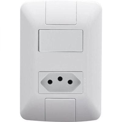 1 Interruptor Simples 6 A 250v e 1 Tomada A 250v Aria Branco