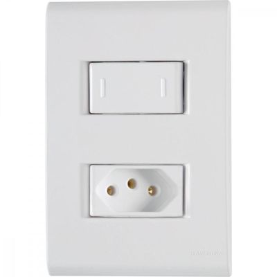 1 Interruptor Paralelo 10 A 250v e 1 Tomada A 250v Branco