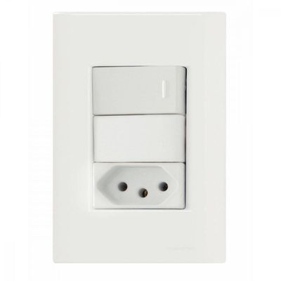 1 Interruptor Simples 10 A 250v e 1 Tomada A 250v Giz Branco