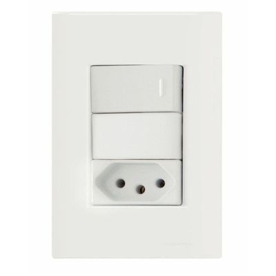 1 Interruptor Simples 10 A 250v e 1 Tomada A 250v Giz Branco