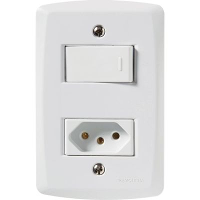 1 Interruptor Simples 10 A 250v e 1 Tomada A 250v Branco