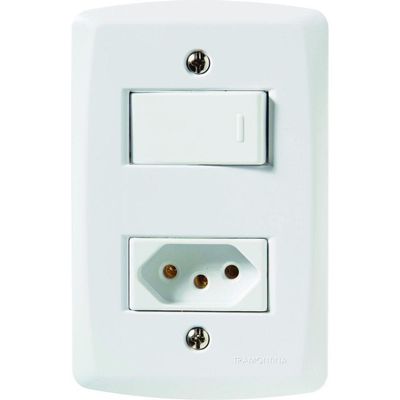 1 Interruptor Simples 10 A 250v e 1 Tomada A 250v Branco