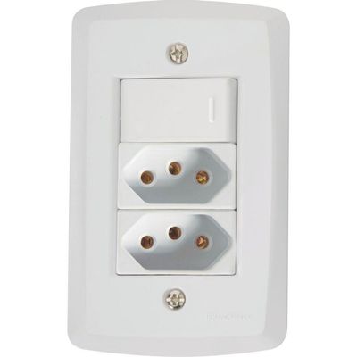 1 Interruptor Simples 10 A 250v e 2 Tomadas A 250v Branco